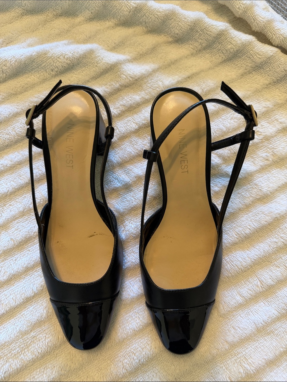 Nine West Black Patent Slingback Pumps